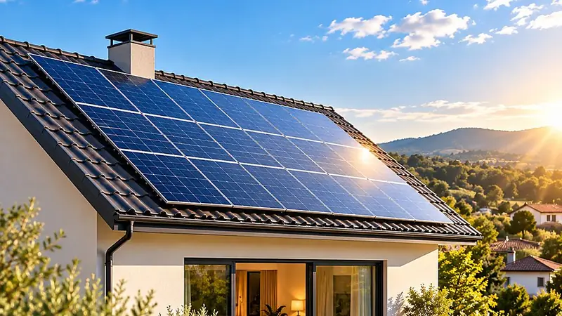 Villetta con impianto fotovoltaico sul tetto a falde